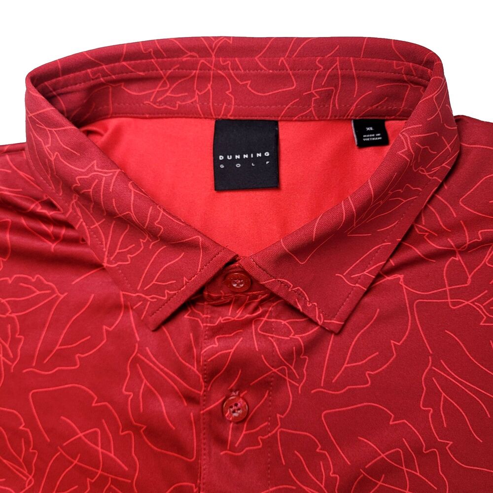 Dunning Golf Shirt Mens XL Performance Stretch Polo Short Sleeve Red Floral